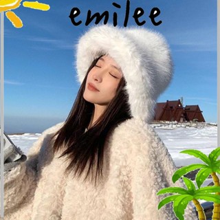 Emilee หมวกบักเก็ต ประดับขนกระต่ายเทียม หรูหรา สไตล์ชาวประมง