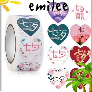 EMILEE 500 ชิ้น / ม้วน สติกเกอร์วันวาเลนไทน์ ซองจดหมาย บรรจุถุงขนม ถุงกระดาษ กล่องของขวัญ ฉลากสติกเกอร์ซีล