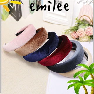 Emilee ที่คาดผมกํามะหยี่ สีพื้น ที่คาดผม กํามะหยี่ ที่คาดผมฟองน้ํา สําหรับผู้หญิง