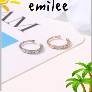 Emilee ต่างหู ประดับเพชร สีทอง สีเงิน ไม่ต้องเจาะหู 1 ชิ้น สําหรับผู้หญิง และผู้ชาย