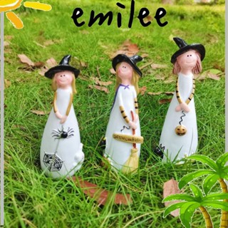 Emilee ฟิกเกอร์เรซิ่น รูปแม่มด ฟักทอง ผี แมว แม่มด งานฝีมือ สําหรับตกแต่งฮาโลวีน ครอบครัว