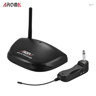 Aroma ARU-02 เครื่องรับส่งสัญญาณเสียงดิจิทัล UHF ไร้สาย ชาร์จได้ พร้อมสาย USB สําหรับกีตาร์ เบส