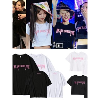 เสื้อยืดลําลอง ผ้าฝ้าย แขนสั้น คอกลม พิมพ์ลายศิลปินเกาหลี Blackpink LISA JENNIE ROSE JISOO BORN PINK สไตล์ฮิปฮอป สําหรับผู้ชาย และผู้หญิง