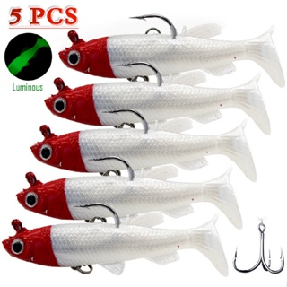 5pcs Luminous Soft Plastic Vibe Lures Poddy Mullet Flathead Jig Heads Fishing