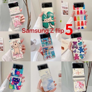 3in1 เคสโทรศัพท์มือถือ PC แข็ง กันกระแทก ลายการ์ตูนคิตตี้ หมี สีแคนดี้ สําหรับ Samsung Galaxy Z Flip5 5G Z Flip5 5G