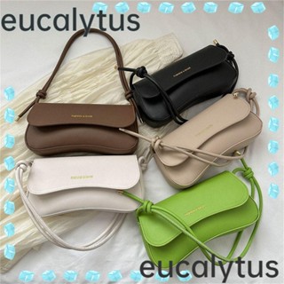 Eucalytus1 กระเป๋าสะพายไหล่ กระเป๋าถือ หนัง PU สีพื้น สําหรับเดินทาง