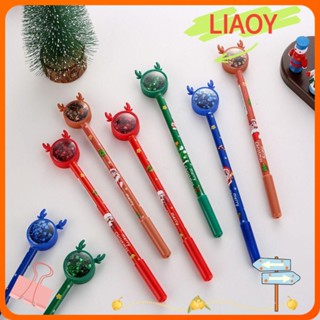 Liaoy ปากกาเจลพลาสติก ลายการ์ตูนคริสต์มาส กวางเอลก์ สีดํา 4 ชิ้น