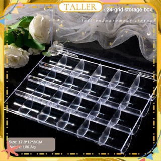 ✧Ready Stcok 24 Grids Nail Art Jewelry Storage Box Transparent Ps Jewelry Beaded Electronic Components Small Objects With Cover Finishing Storage Box Manicure Tool For Nail Shop TA