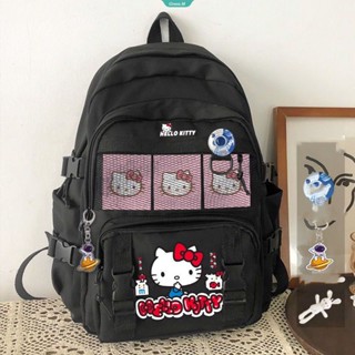 SANRIO กระเป๋าเป้สะพายหลัง Y2k ขนาดใหญ่ จุของได้เยอะ ลายการ์ตูน Hello Kitty น่ารัก สําหรับนักเรียน [GM]