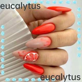 Eucalytus1 เล็บปลอม แต่งกลิตเตอร์ ลายอะนิเมะ อัลมอนด์ ผลไม้ ส้ม แดง หวาน ถอดออกได้ สําหรับตกแต่งเล็บ DIY