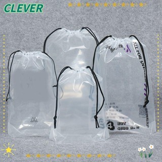 Clever กระเป๋าหูรูด ขนาดใหญ่ จุของได้เยอะ สีโปร่งใส สําหรับใส่รองเท้า