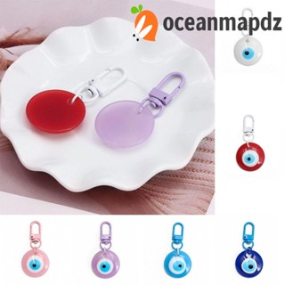 Oceanmapdz พวงกุญแจเรซิ่น รูปตาปีศาจ สไตล์เกาหลี เรียบง่าย สีฟ้า สําหรับตกแต่งกระเป๋าเป้สะพายหลัง