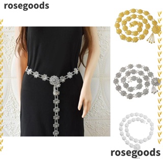 Rosegoods1 สายโซ่คาดเอว โลหะ สีทอง สไตล์โบราณ เครื่องประดับแฟชั่น สําหรับผู้หญิง