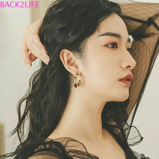 Back2life ต่างหูห้อย หลอดกว้าง ฮิปฮอป ขนาดใหญ่ เรียบง่าย เครื่องประดับแฟชั่น สําหรับผู้หญิง