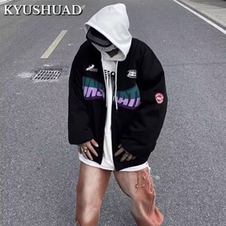 KYUSHUAD เสื้อโค้ททรงหลวมแบบสบาย ๆ ใหม่สไตล์อเมริกันนักเรียนไฮสตรีทปักชุดเบสบอล