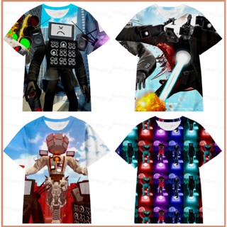 23 Skibidi เสื้อยืดลําลอง แขนสั้น พิมพ์ลายเกม 3D แฟชั่นสําหรับผู้ชาย ผู้หญิง คอสเพลย์ TV Man Minitor Man Plus S