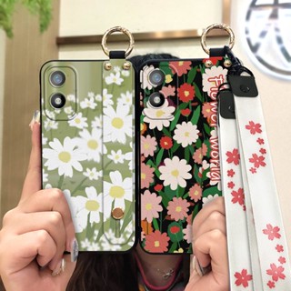 flower Dirt-resistant Phone Case For Itel A18/Tecno POP6C Soft case Wristband Oil Painting Silicone Waterproof Durable ring