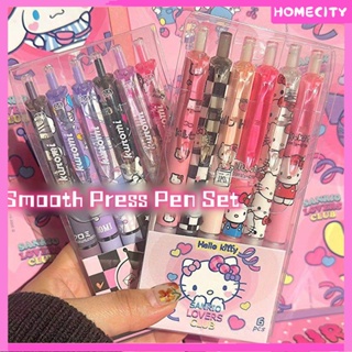 [พร้อม] 6pcs Set Kt Cat Fine Nib Press ปากกา ปากกาเขียน ปากกาหมึกแห้งเร็ว เขียนลื่น เครื่องมือการเรียนรู้