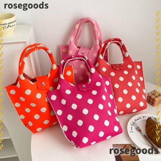 Rosegoods1 กระเป๋าถือ ผ้าถัก แฮนด์เมด ความจุสูง ใช้ซ้ําได้ สําหรับผู้หญิง