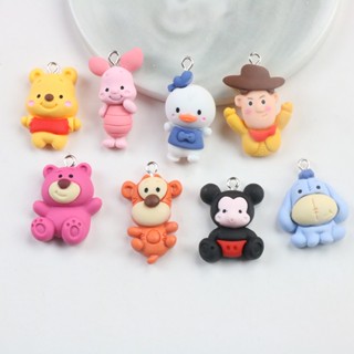 10pcs จี้พวงกุญแจเรซิ่น รูปการ์ตูนหมี ลูกหมู ลา เสือน้อย แฮนด์เมด diy