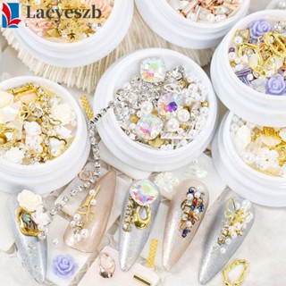 Lacyeszb หินคริสตัล ไข่มุก อัลลอย สําหรับตกแต่งเล็บ DIY