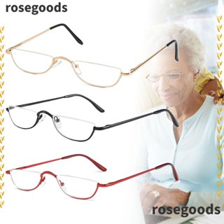 Rosegoods1 แว่นตาอ่านหนังสือแฟชั่น เบาพิเศษ เรซิ่น บานพับฤดูใบไม้ผลิ ครึ่งกรอบ แว่นอ่านหนังสือ ดวงจันทร์ครึ่งหนึ่ง