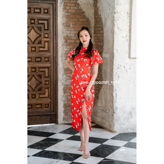 Cherry Ang Pao Dress เดรสกี่เพ้าคอจีนสีแดง