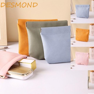 Desmond กระเป๋าเครื่องสําอาง หนัง PU ขนาดเล็ก ปิดในตัว สีพื้น เหมาะกับการเดินทาง