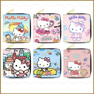 SANRIO Sq3 กระเป๋าสตางค์ใบสั้น ลายการ์ตูน Hello Kitty น่ารัก มีซิป ใส่บัตรได้หลายใบ สําหรับนักเรียนหญิง