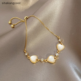 Shakangcool สร้อยข้อมือโซ่ ประดับคริสตัล รูปหัวใจ ปรับได้ หรูหรา เครื่องประดับ สไตล์เกาหลี สําหรับผู้หญิง SGL