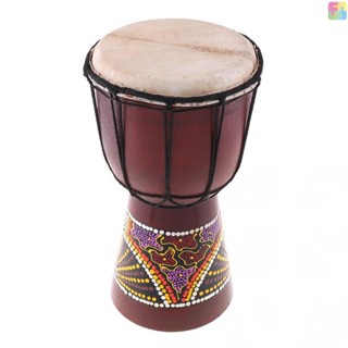 [พร้อมส่ง] กลองไม้แอฟริกัน Djembe แกะสลักด้วยมือ แบบดั้งเดิม ขนาด 6 นิ้ว