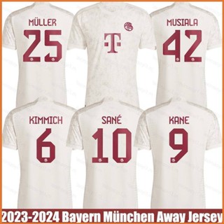 Fb 2023-24 เสื้อยืดลําลอง แขนสั้น พิมพ์ลาย Bayern Munchen Third Away Kane Sane Musiala Kimmich Muller Jersey สําหรับผู้ชาย ผู้หญิง เหมาะกับการเล่นกีฬา