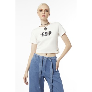 ESP เสื้อทีเชิ้ตลายกราฟิก ผู้หญิง สีขาว | Graphic Print Tee Shirt | 05974