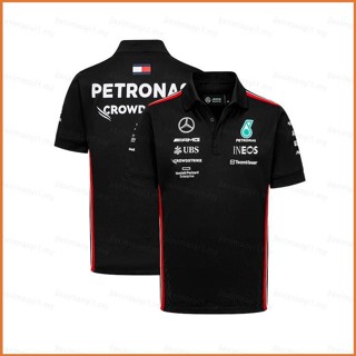 Fb 2023 Mercedes AMG F1 เสื้อยืดโปโล แขนสั้น สีดํา พลัสไซซ์ สําหรับผู้ชาย และผู้หญิง