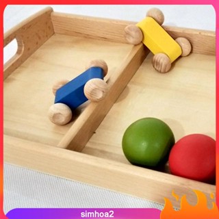 [Simhoa2] Montessori ถาดไม้ สองช่อง สําหรับใส่ของเล่นการ์ด