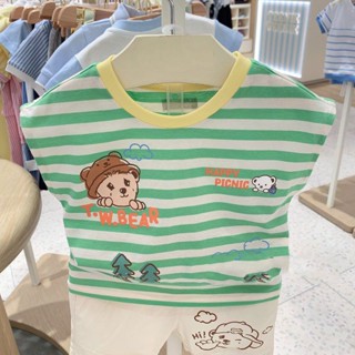 พร้อมส่ง ใหม่ เสื้อยืดลําลอง แขนสั้น คอกลม พิมพ์ลายการ์ตูนอนิเมะน่ารัก ทรงหลวม ระบายอากาศ แฟชั่นฤดูร้อน สไตล์เกาหลี สําหรับเด็กผู้ชาย