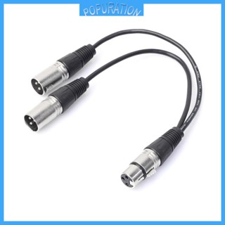 Pop XLR สายเคเบิล Y อะแดปเตอร์แยก XLR ตัวเมีย เป็น XLR ตัวผู้ Y คู่ สําหรับไมโครโฟน 30 ซม. 1 ตัวเมีย เป็น 2 ตัวผู้)