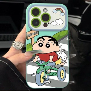 เคสโทรศัพท์มือถือนิ่ม ลายชินจัง สีรุ้ง ขนาดใหญ่ สําหรับ Apple Iphone 14promax 13pro 12 11 7p 9MBR