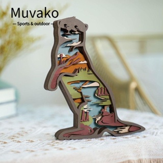 Muvako รูปปั้นสัตว์ไม้ แฮนด์เมด ขนาด 8.9*7.4 นิ้ว สําหรับตกแต่งบ้าน ห้องนอน