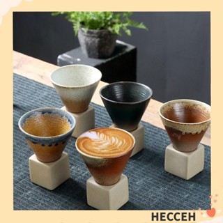 Hecceh แก้วกาแฟเซรามิค ทรงกรวย พร้อมฐานรอง สไตล์เรโทร ของขวัญ สําหรับบ้าน