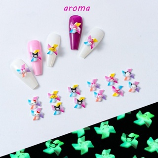 Aroma เครื่องประดับเรซิ่น ลายการ์ตูนคิตตี้ คุโรมิ 3D เรืองแสง สําหรับตกแต่งเล็บ DIY 20 ชิ้น