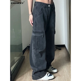 EOENKKY กางเกงขายาว กางเกงยีสน์ผู้หญิง ทรงหลวม ๆ ตรง Retro Hip Hop Pants 2023 NEW Style A27L0DA