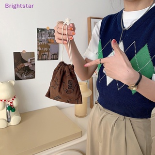 Brightstar ใหม่ กระเป๋าเครื่องสําอาง ผ้าลูกฟูก ลายหมีน้อยน่ารัก ขนาดเล็ก สะดวก สําหรับใส่ชา ลูกกวาด นัท