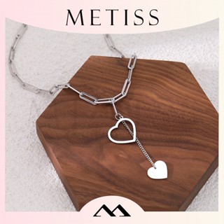 Metiss สร้อยคอสเตนเลส 304 จี้รูปหัวใจ แบบกลวง