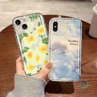 คู่เคสโทรศัพท์โปร่งใสสำหรับ Iphone 11 12 13 14 15 Pro Max XR X XS 7 6 8 Plus SE ดอกไม้สีเหลือง อ่อนนุ่มกันกระแทกเปลือก