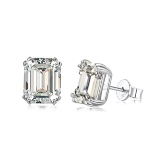 ต่างหูเพชรมรกต 8ct moissanite Emerald cut stud earrings