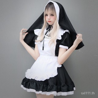 【新品现货】欧美暗黑系围裙女仆cosplay万圣节修女角色扮演cos服女佣连衣裙 O6YE