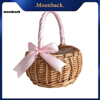 &lt;moonback&gt; ตะกร้าหวาย ทรงกลม สําหรับใส่ดอกไม้ครบรอบ