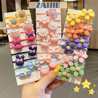 Zaijie24 10 ชิ้น / เซต ยางรัดผม เครื่องประดับผม ยืดหยุ่น เจ้าหญิง ที่คาดผม Kawaii ที่คาดผม