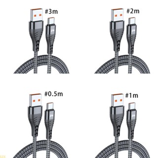 Xin 2in1 สายไฟถักเปีย 6A 66W Type-C USB-C สําหรับโทรศัพท์มือถือ